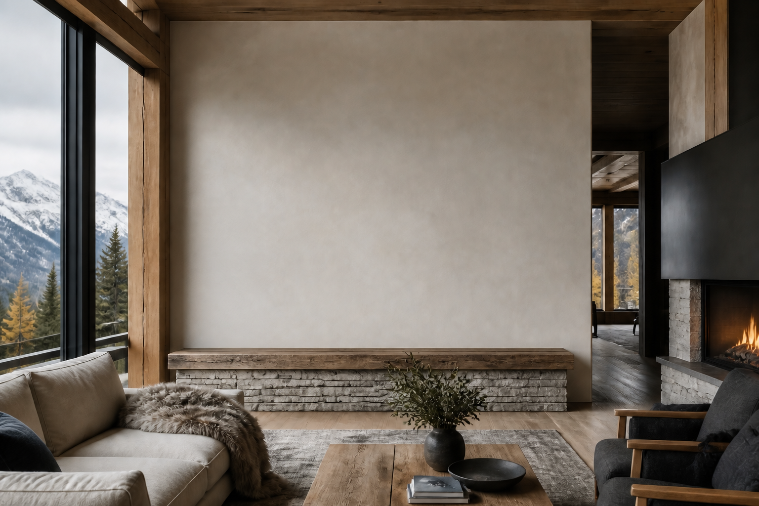 Mountain cabin interior mockup