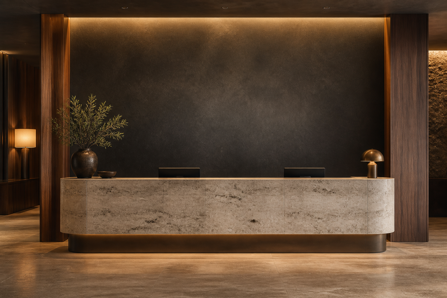 Reception desk interior mockup